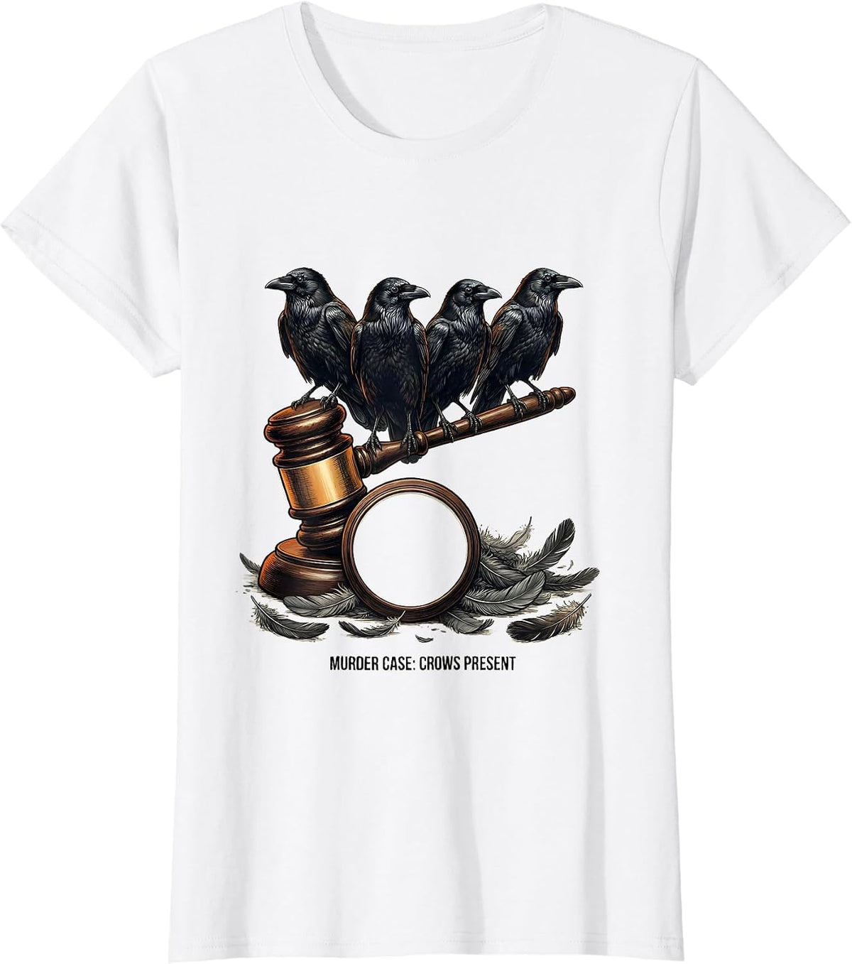 Murder Case: Crows Present Gothic Bird Lover Halloween Humor T-Shirt - White