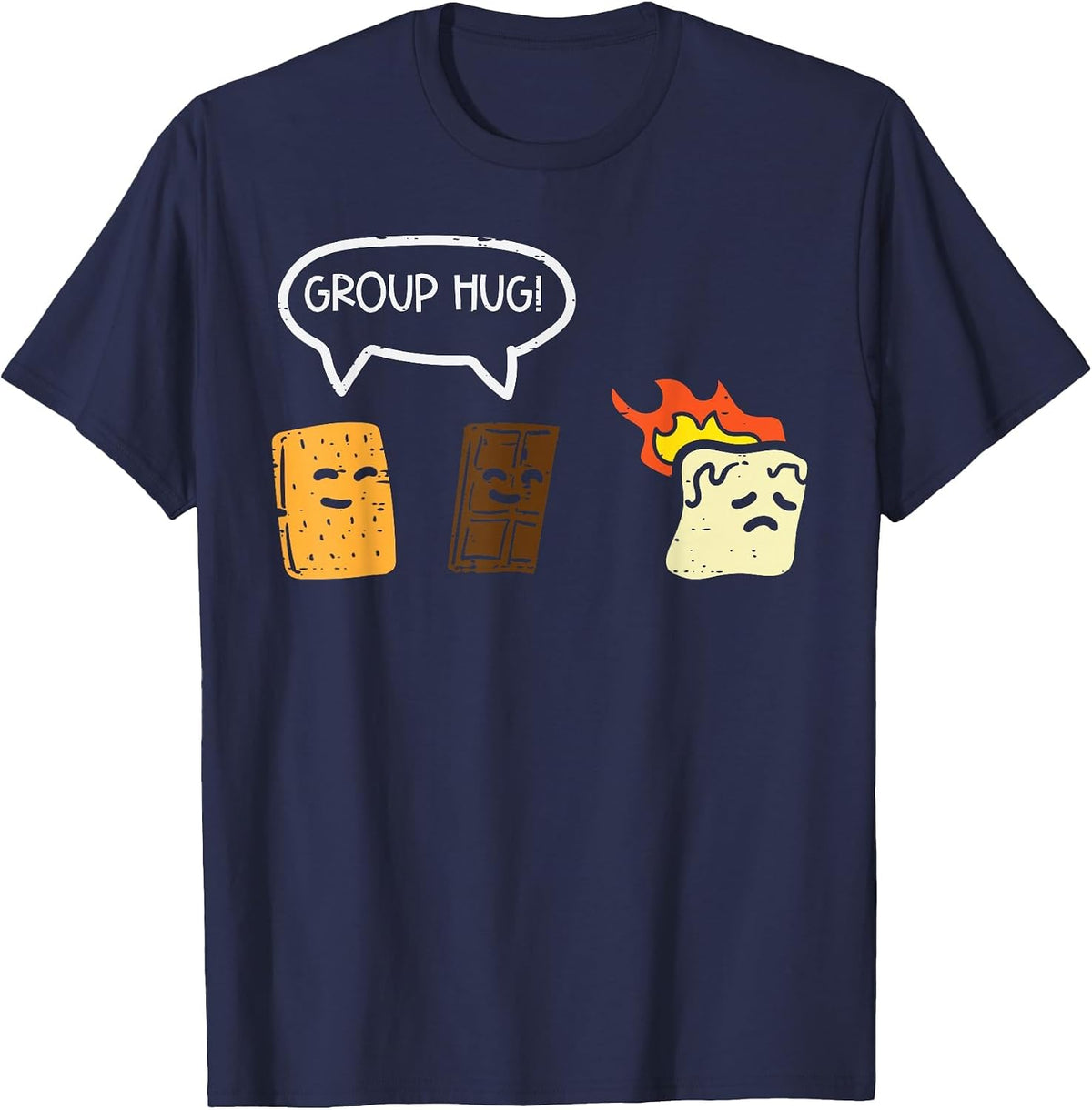 Group Hug Smores Funny Camping Joke Camp Men Women Kids T-Shirt - Navy Blue