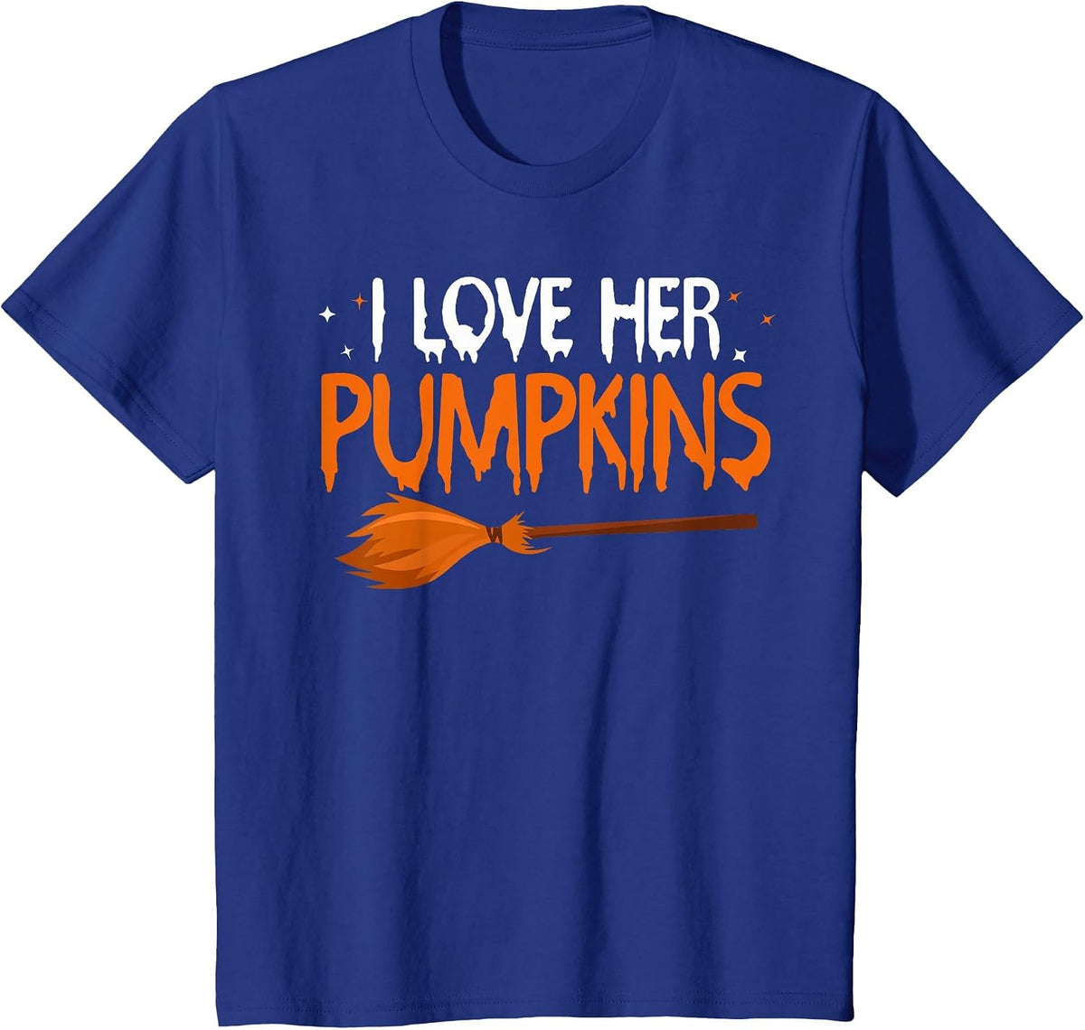 I Love His Broomstick I Love Her Pumpkins Halloween Couples T-Shirt - Royal Blue
