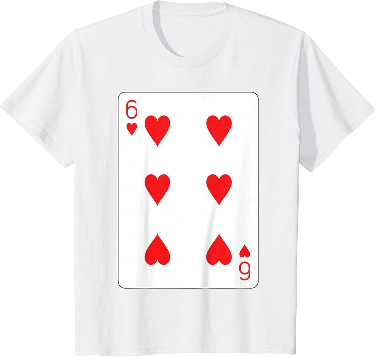 Six of Hearts Playing Card T-Shirt - White