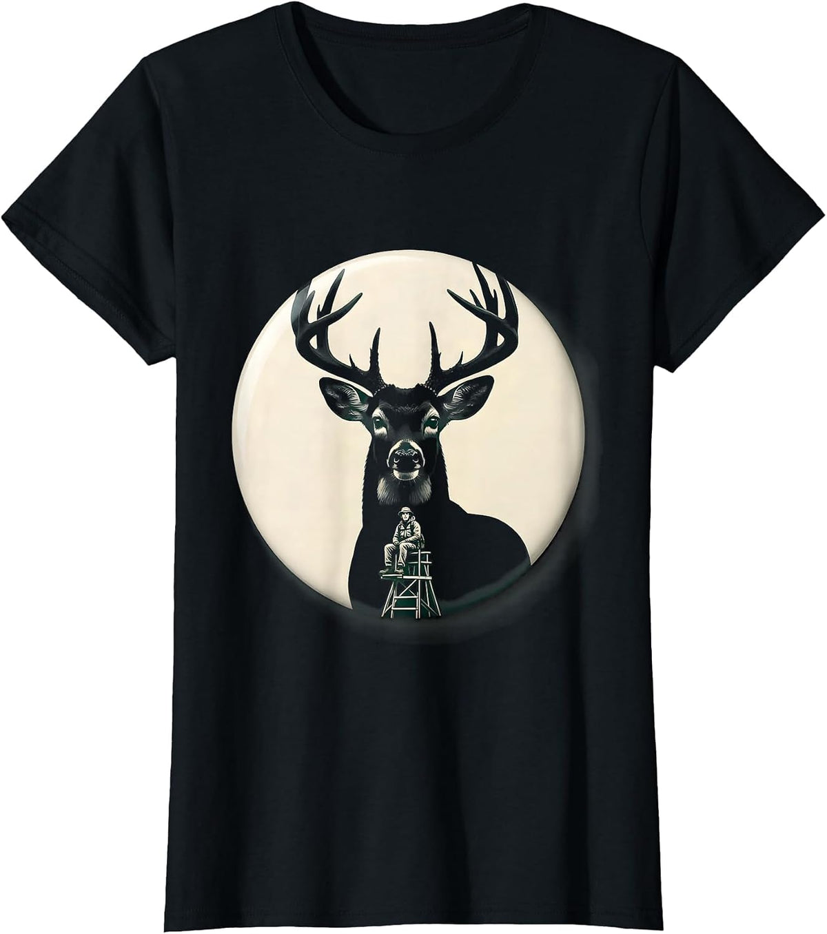 Women's Sealed Buck Hunter Badge Silhouette Camo Dad Gift T-Shirt - Black