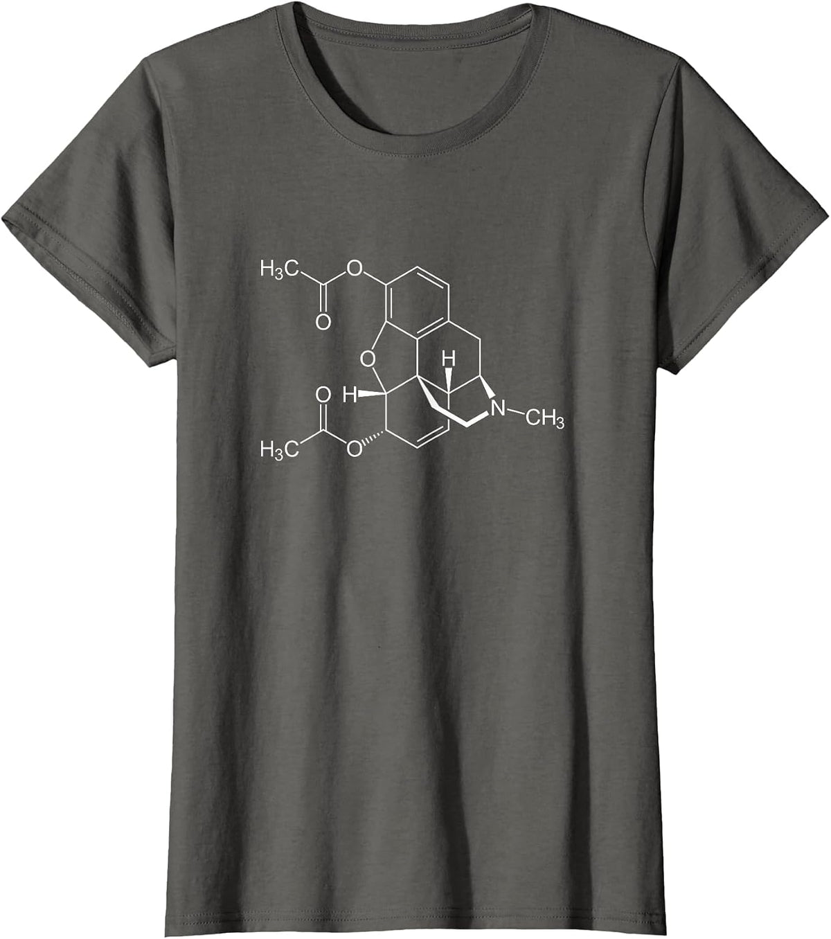 Heroin Molecule C21H23NO5 - Chemistry T-Shirt - Asphalt Grey