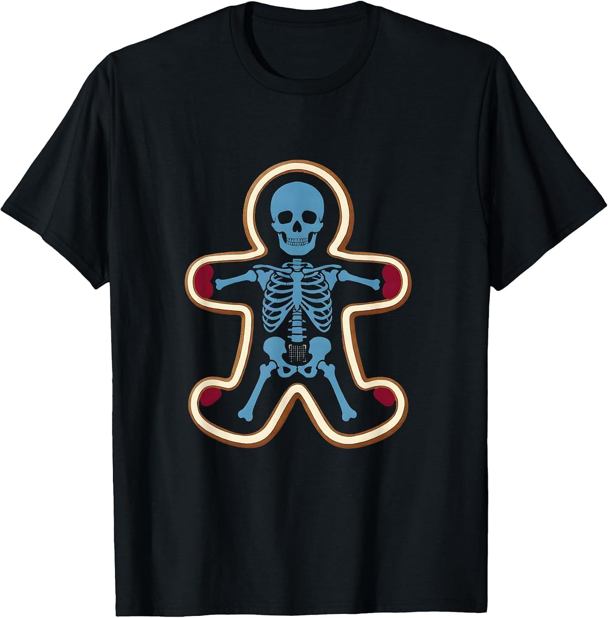 Men's Gingerbread Skeleton Radiology Tech Christmas Humor T-Shirt - Black
