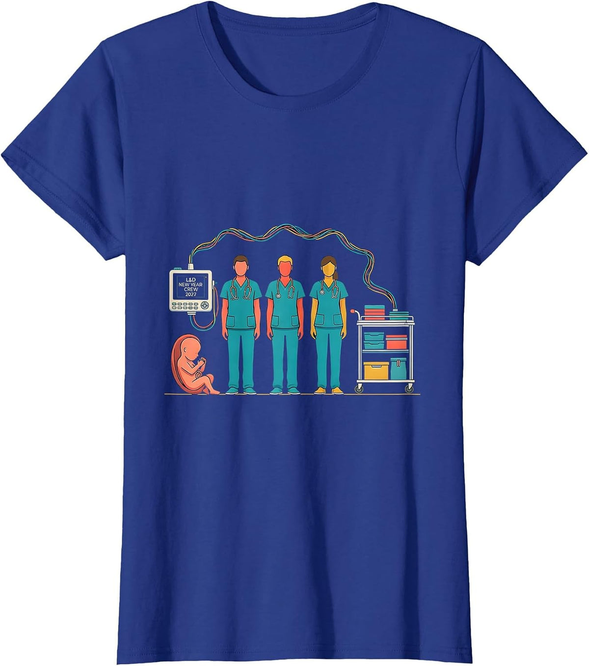 Women's L&D New Year Crew 2027 Funny Nurse Crew New Years Eve Party T-Shirt - Royal Blue