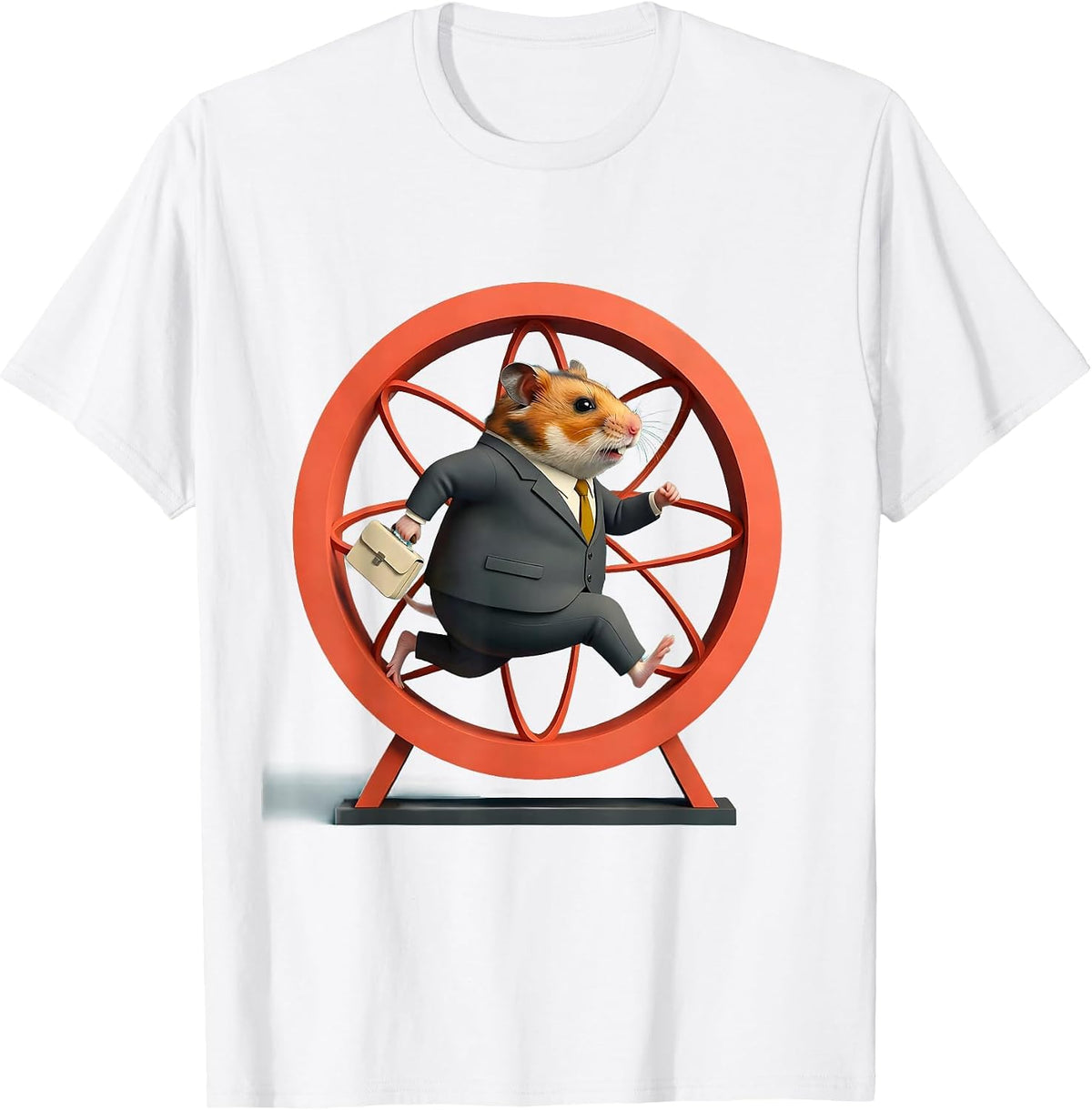 Men's Hamster In A Wheel Business Suit Funny Work T-Shirt - White