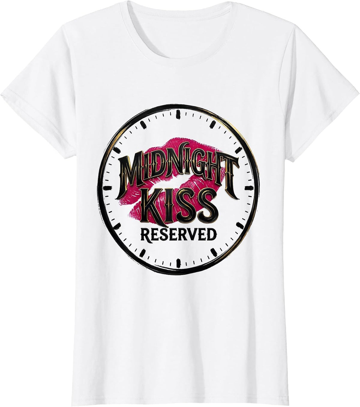 Midnight Kiss Reserved Flirty Playful New Year's Eve Party T-Shirt - White