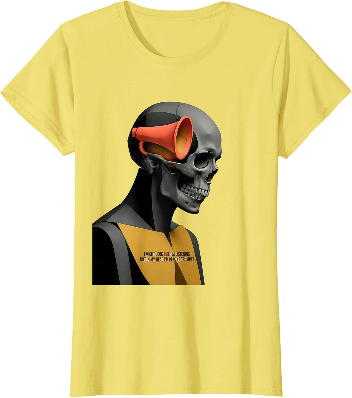I Might Look Like I'm Listening Trumpet Midcentury Modern T-Shirt - Lemon Yellow