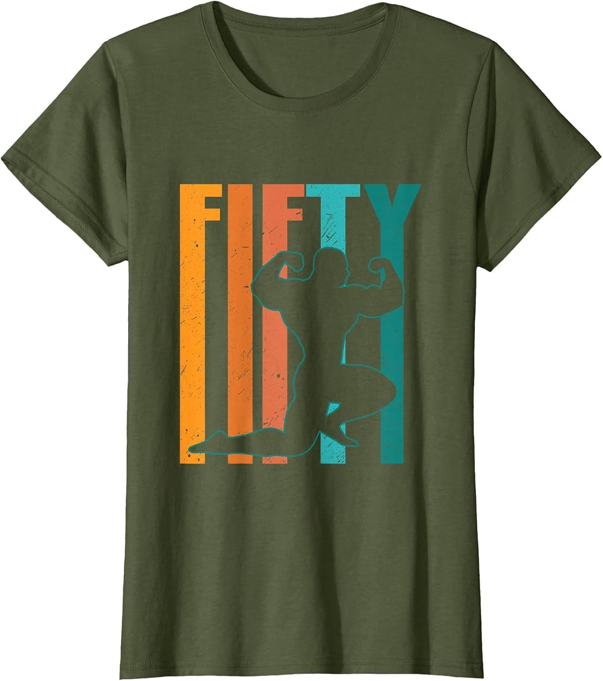 Bodybuilding 50th Birthday Weightlifting Bodybuilder T-Shirt - Olive Green