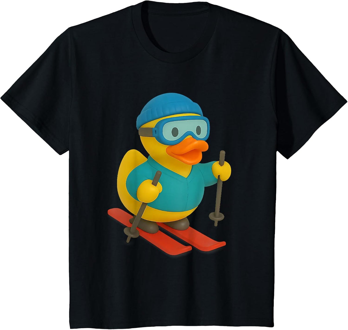 Skier Rubber Duck Skiing Ski Ducky Duckies T-Shirt - Black