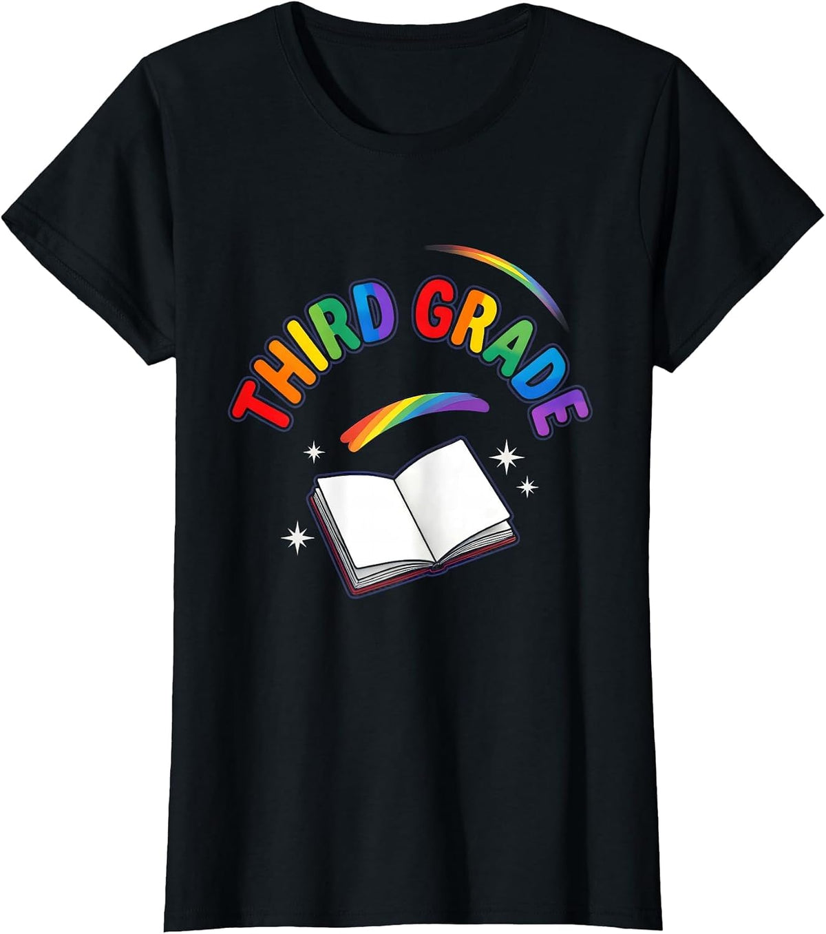 Women's Third Grade Colorful Back To School Teacher Student First T-Shirt - Black