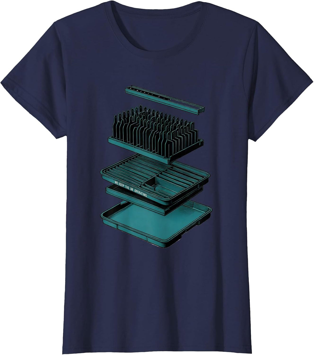 Women's We Keep The OR Operating Funny Sterile Processing Tech SPD T-Shirt - Navy Blue