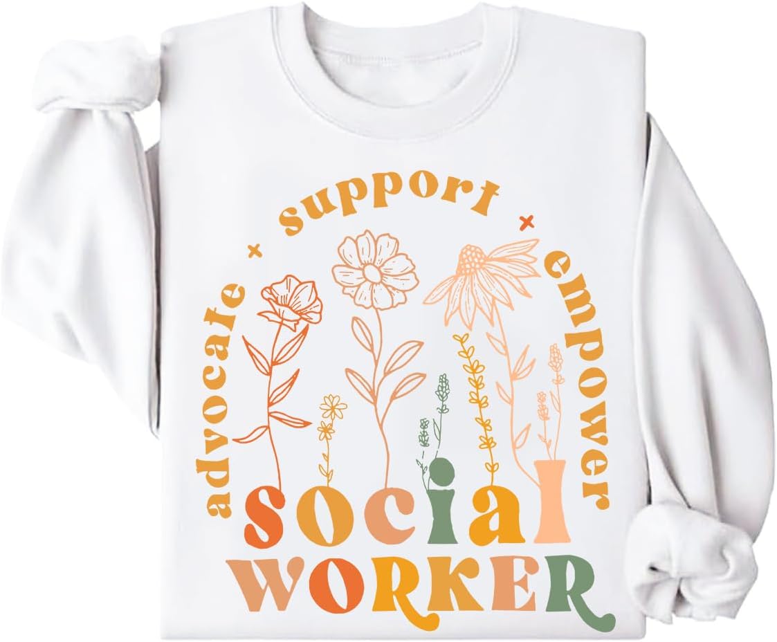 Social Worker Sweatshirt School Social Worker Sweatshirt Long Sleeve Pullover Hoodie - White