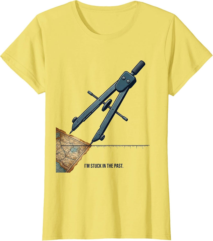 Women's I'm Stuck In The Past Funny History Teacher Back To School T-Shirt - Lemon Yellow
