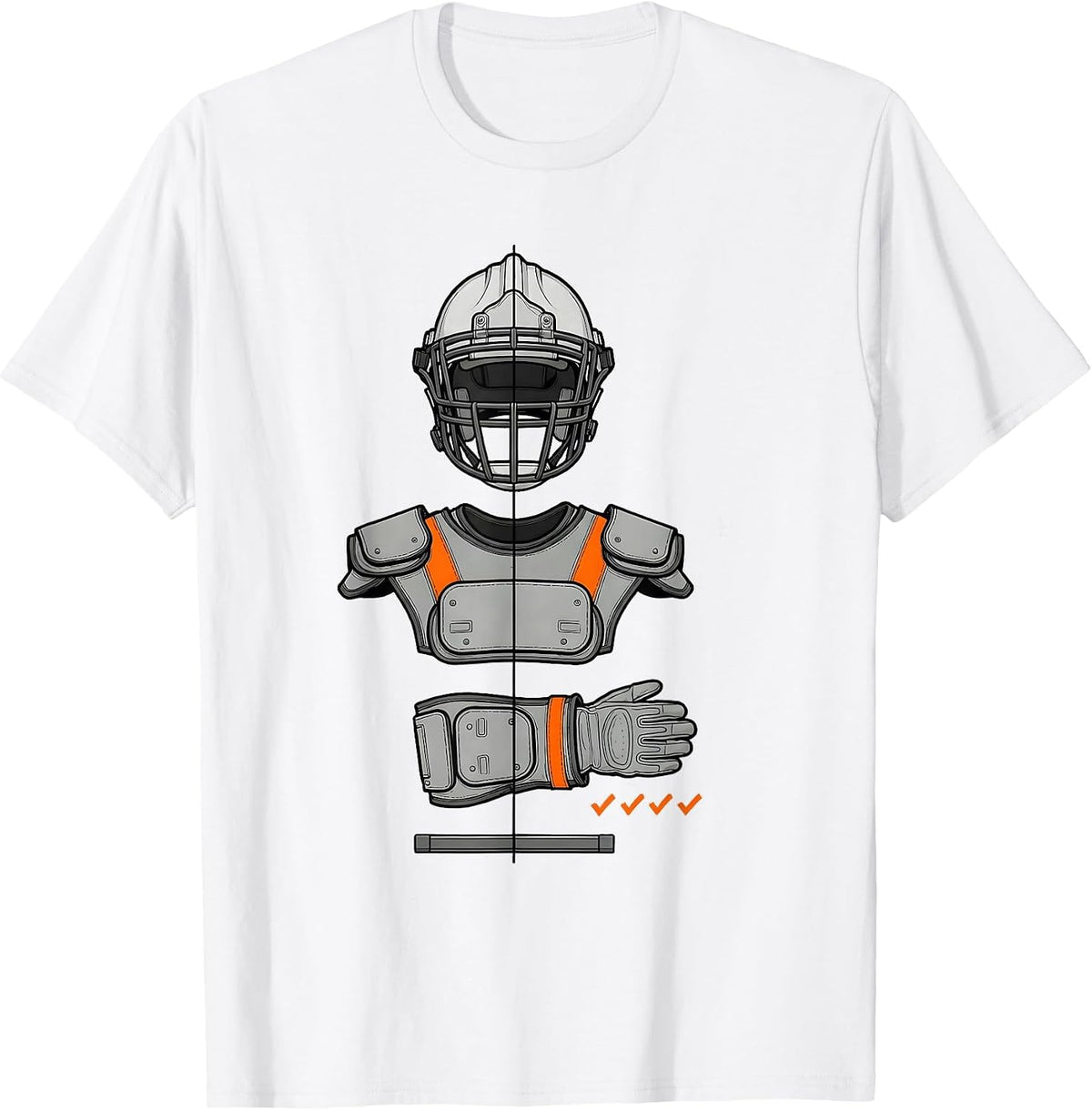 Men's Exploded Lineman Gear Stack Football Player Humor T-Shirt - White