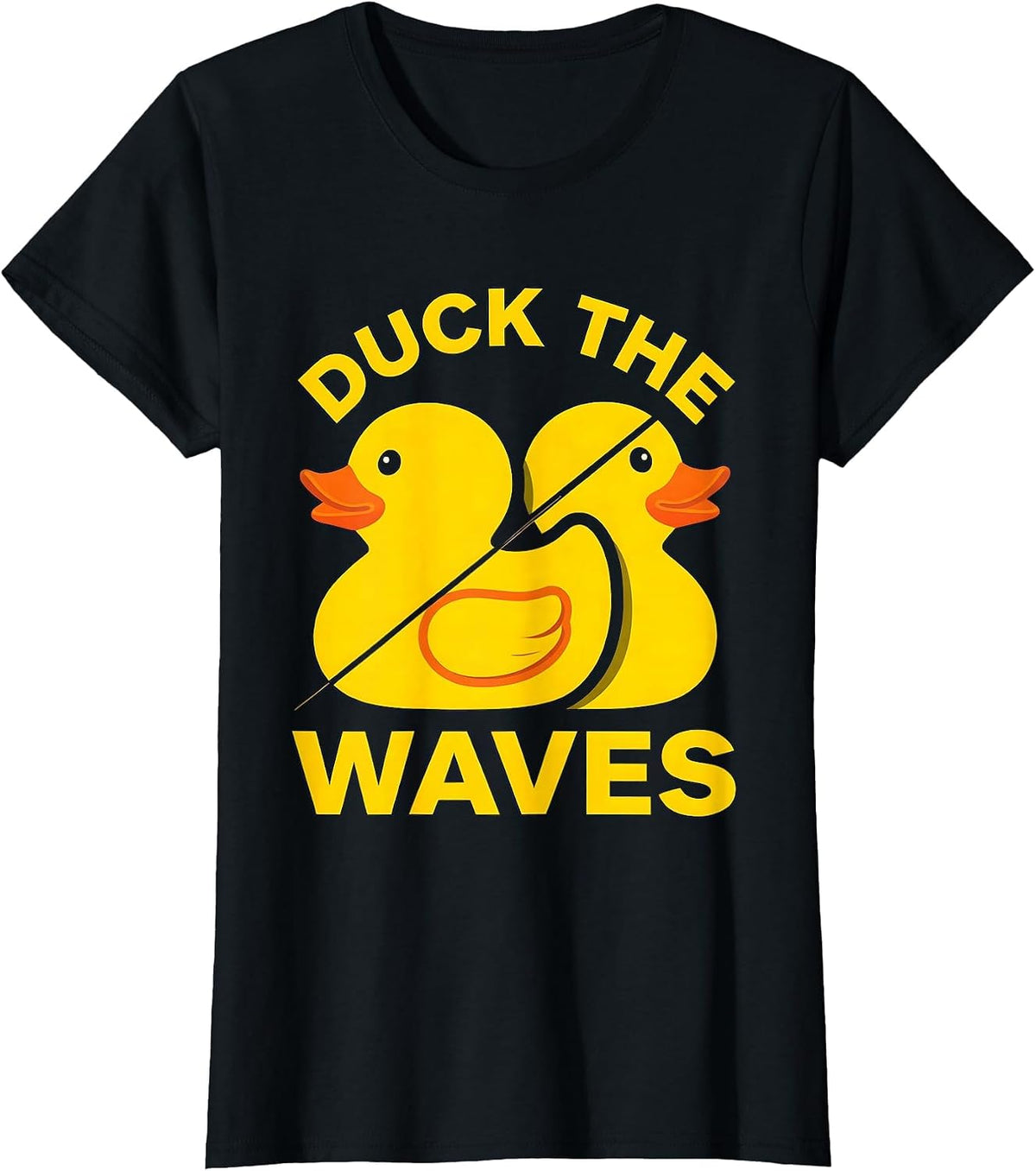Duck The Waves Funny Rubber Duck Novelty Humor Gift T-Shirt - Black
