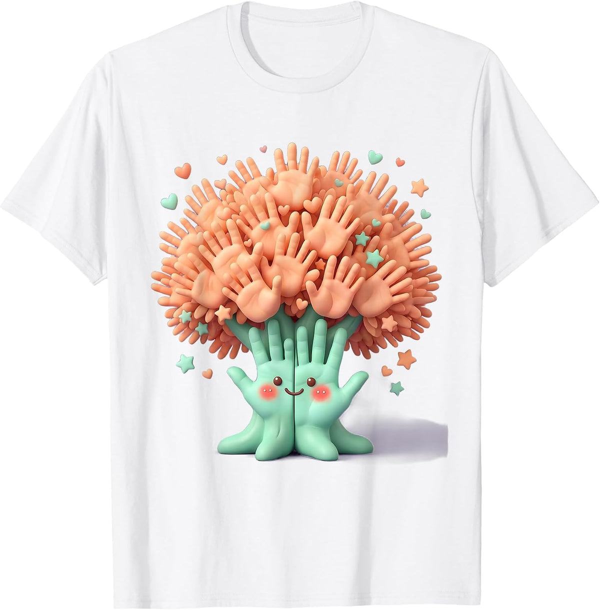 Men's Preschool Teacher Handprint Tree Graphic T-Shirt - White
