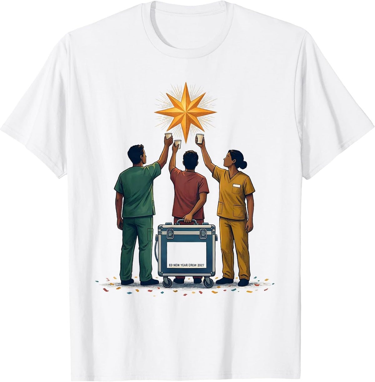 Men's ED New Year Crew 2027 Funny Nurse Crew New Years Eve Party T-Shirt - White