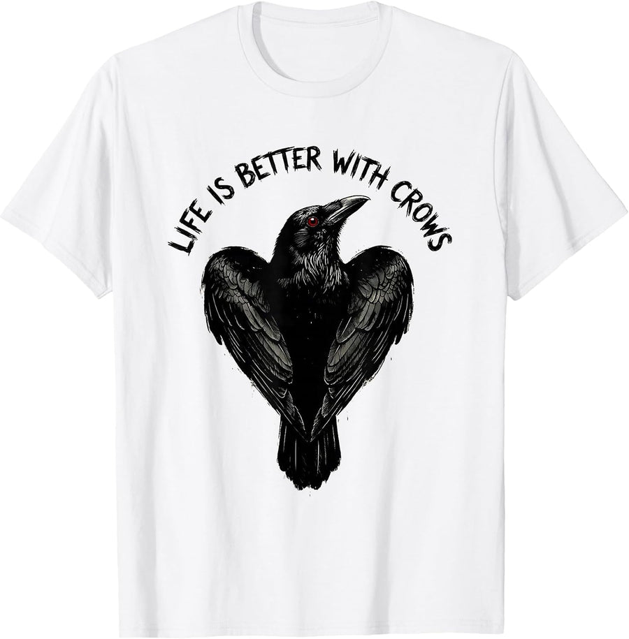 Men's Life Is Better With Crows Crow Lover Design T-Shirt - White