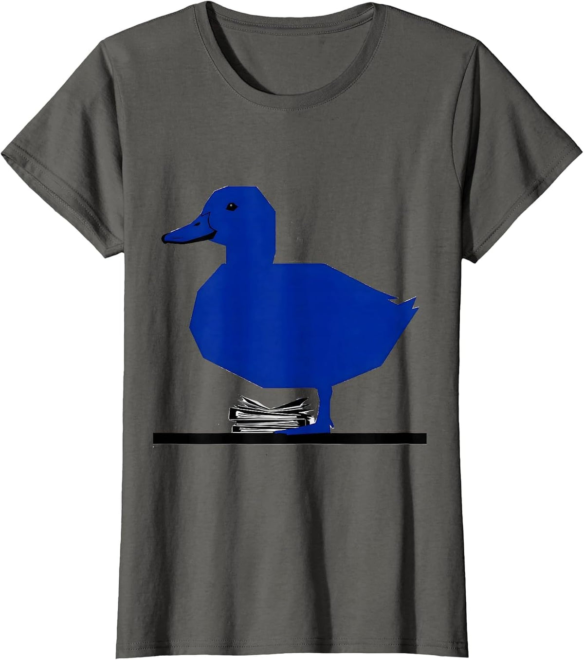 Women's Geometric Duck Silhouette Funny Duck Lover Novelty T-Shirt - Asphalt Grey