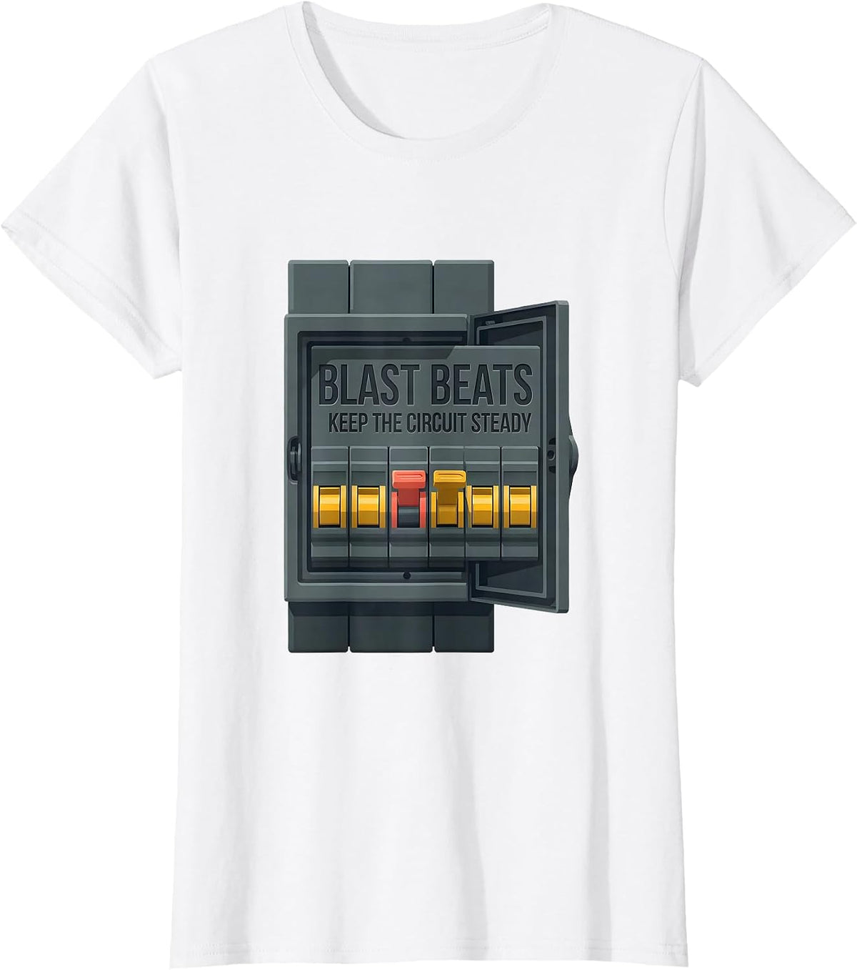 Blast Beats Keep The Circuit Steady Funny Heavy Metal T-Shirt - White