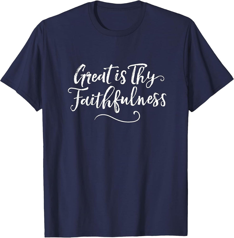 Great is Thy Faithfulness - Religious Christian hymn Quote T-Shirt - Navy Blue