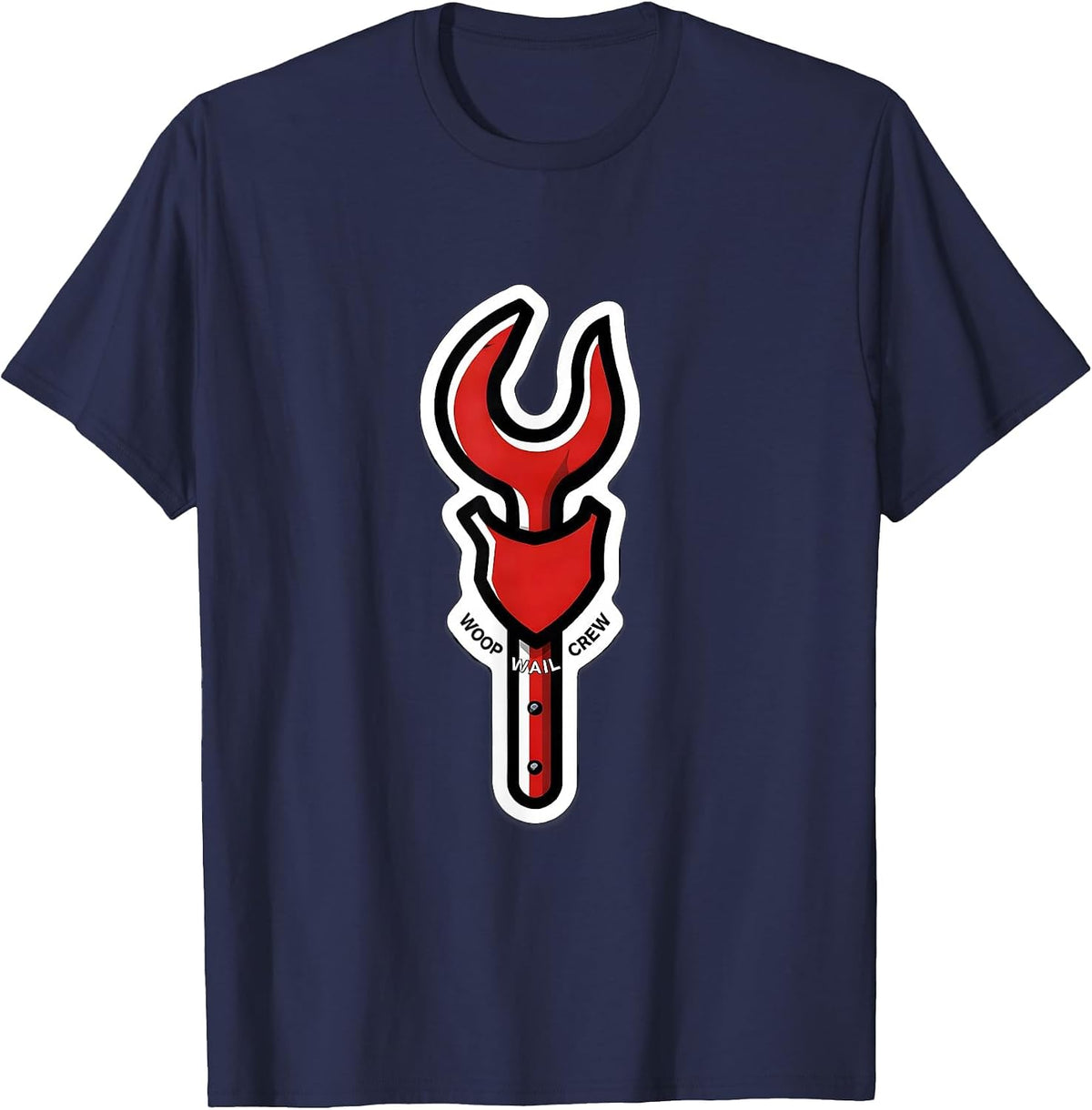 Men's Woop Wail Crew Funny Firefighter Humor Memorial Tribute T-Shirt - Navy Blue