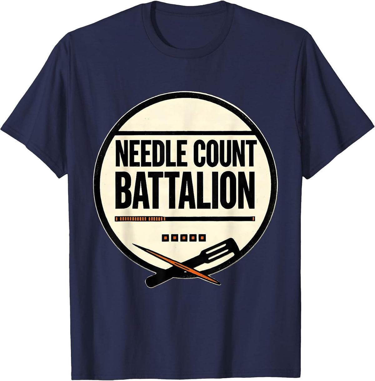 Needle Count Battalion Stencil Graphic Surgical Tech T-Shirt - Navy Blue