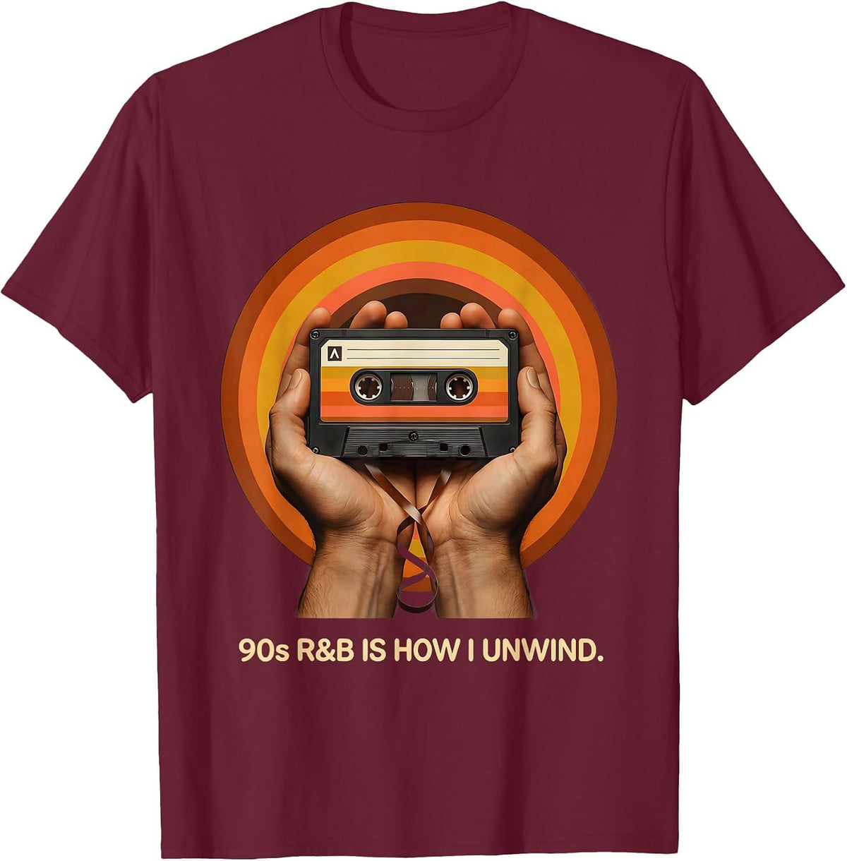 90s R&B Is How I Unwind Retro Music Nostalgia T-Shirt - Burgundy