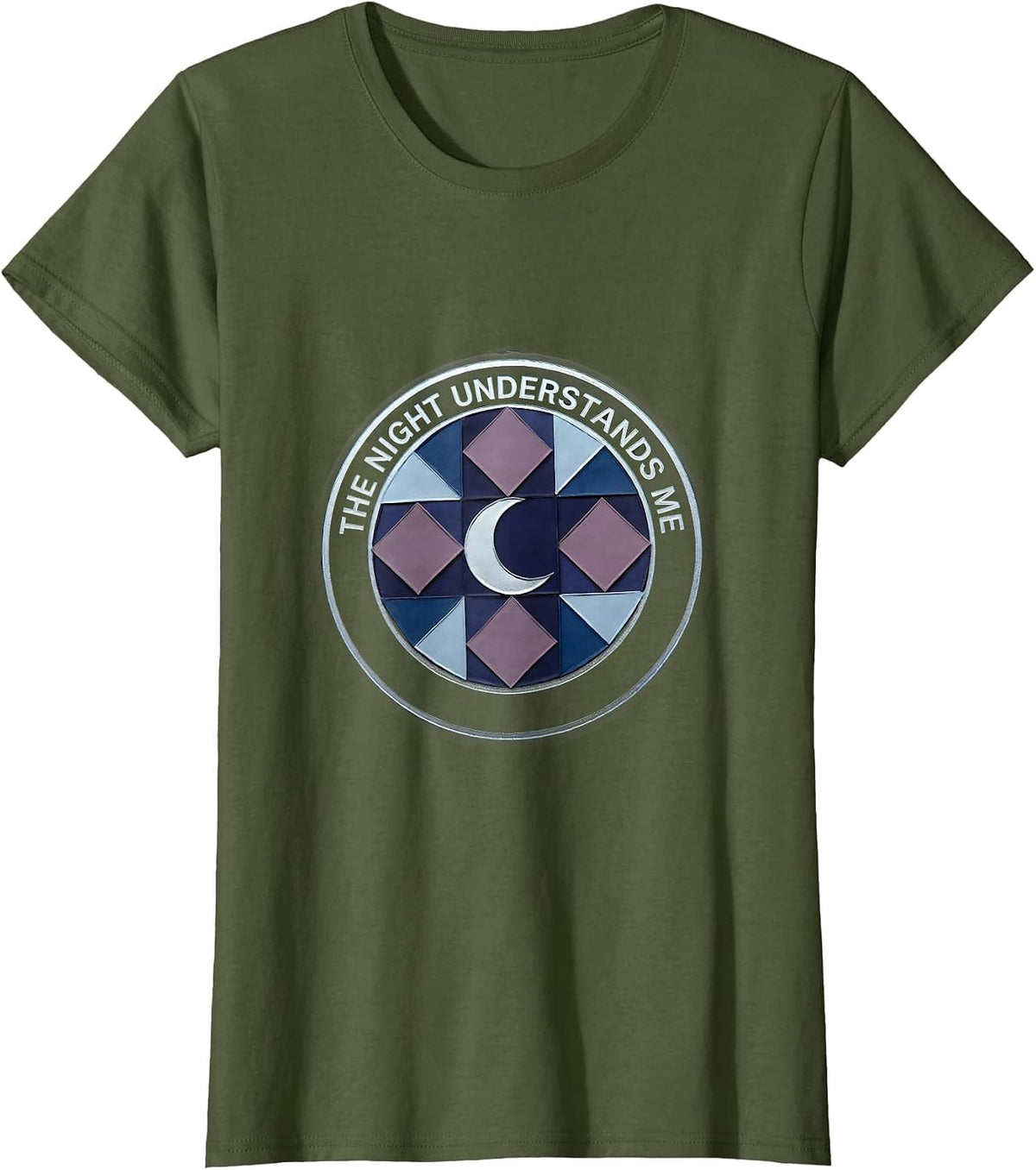 The Night Understands Me Dark Sombre Design T-Shirt - Olive Green