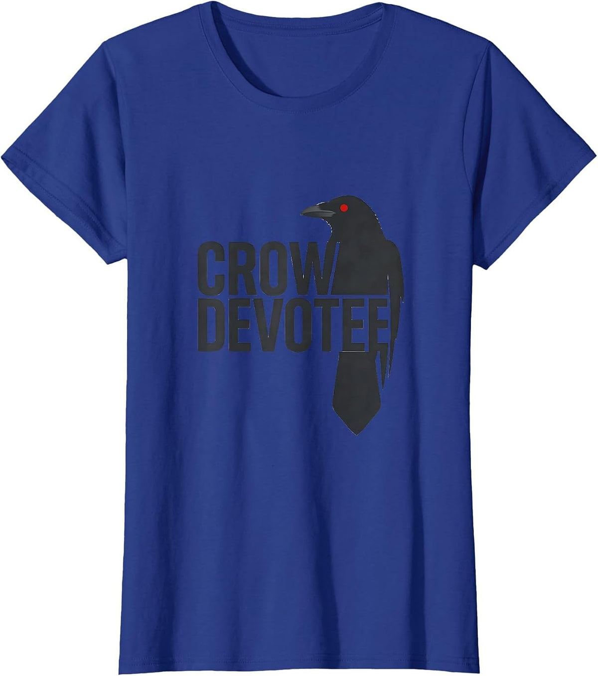 Women's Crow Devotee Minimalist Crow Bird Gothic Nature Art T-Shirt - Royal Blue