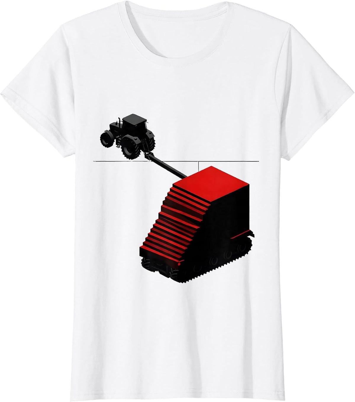 Geometric Tractor Cab American Flag Trucker T-Shirt - White