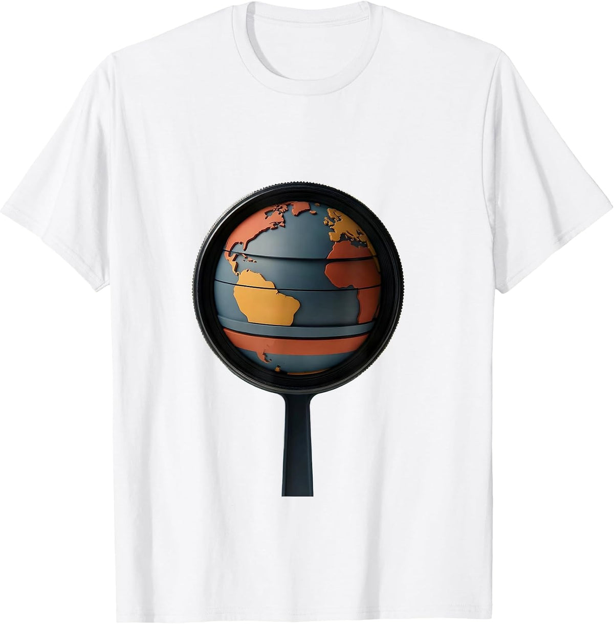 Men's Globe Lens Geography Enthusiast World Flags Map T-Shirt - White