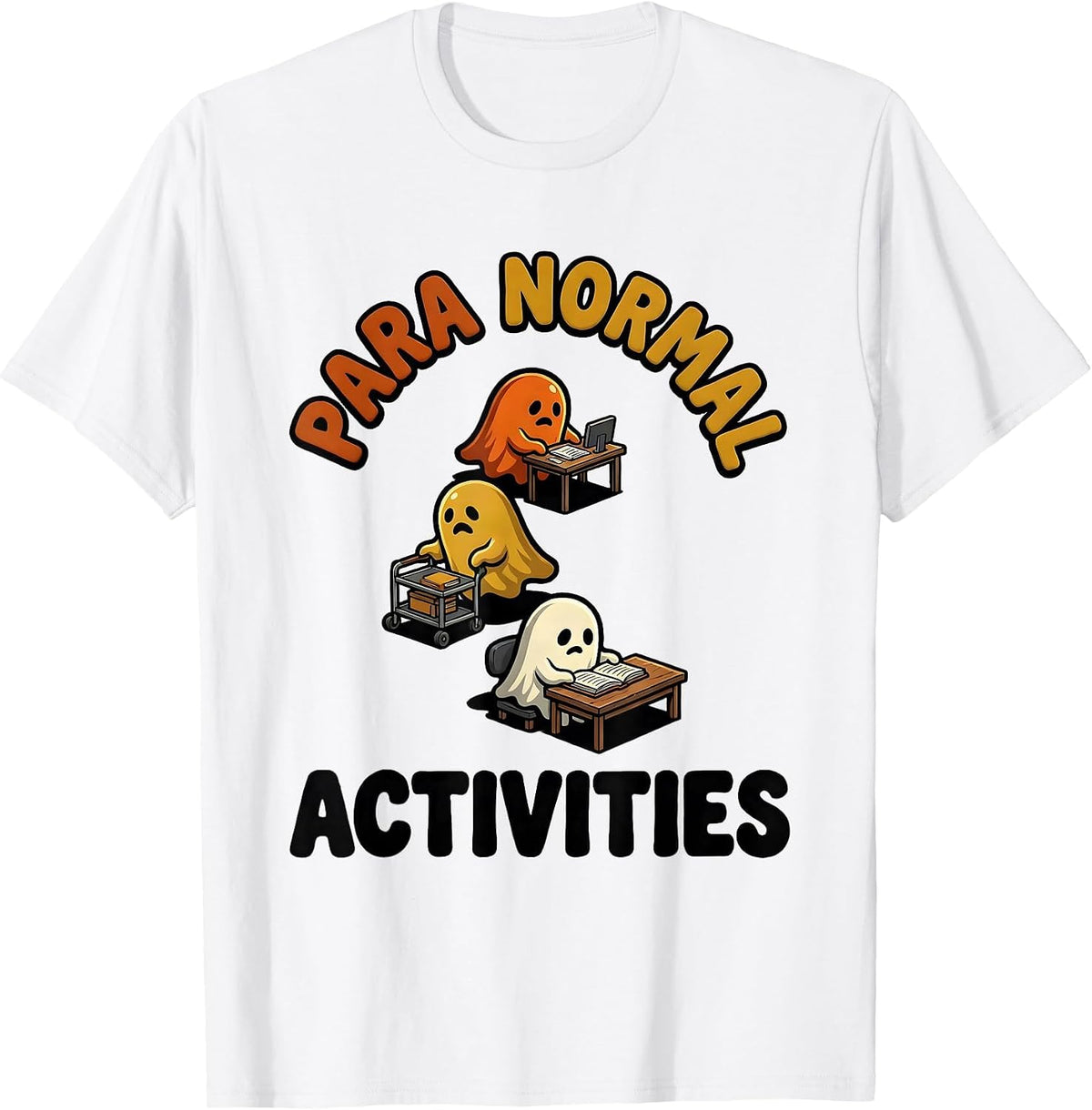 Men's Para Normal Activities Funny Teacher Ghost Halloween T-Shirt - White