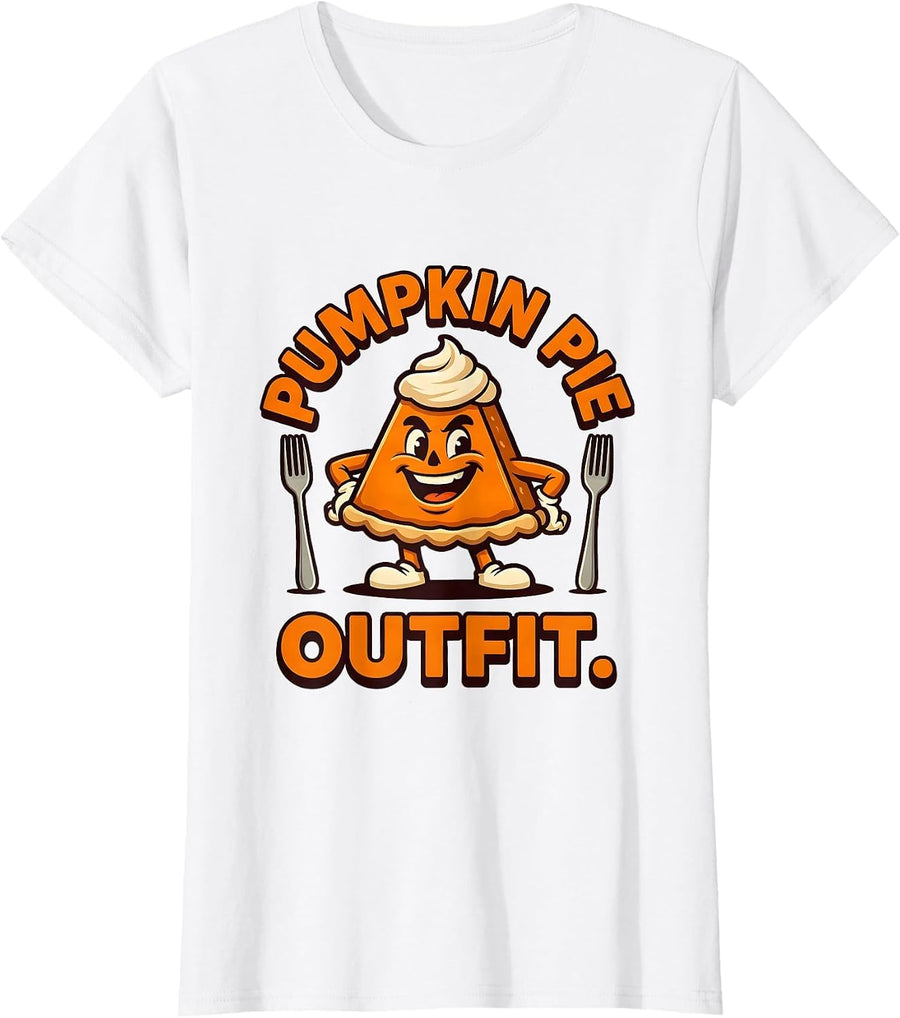 Women's Pumpkin Pie Outfit Funny Thanksgiving Pie Lover Squad T-Shirt - White