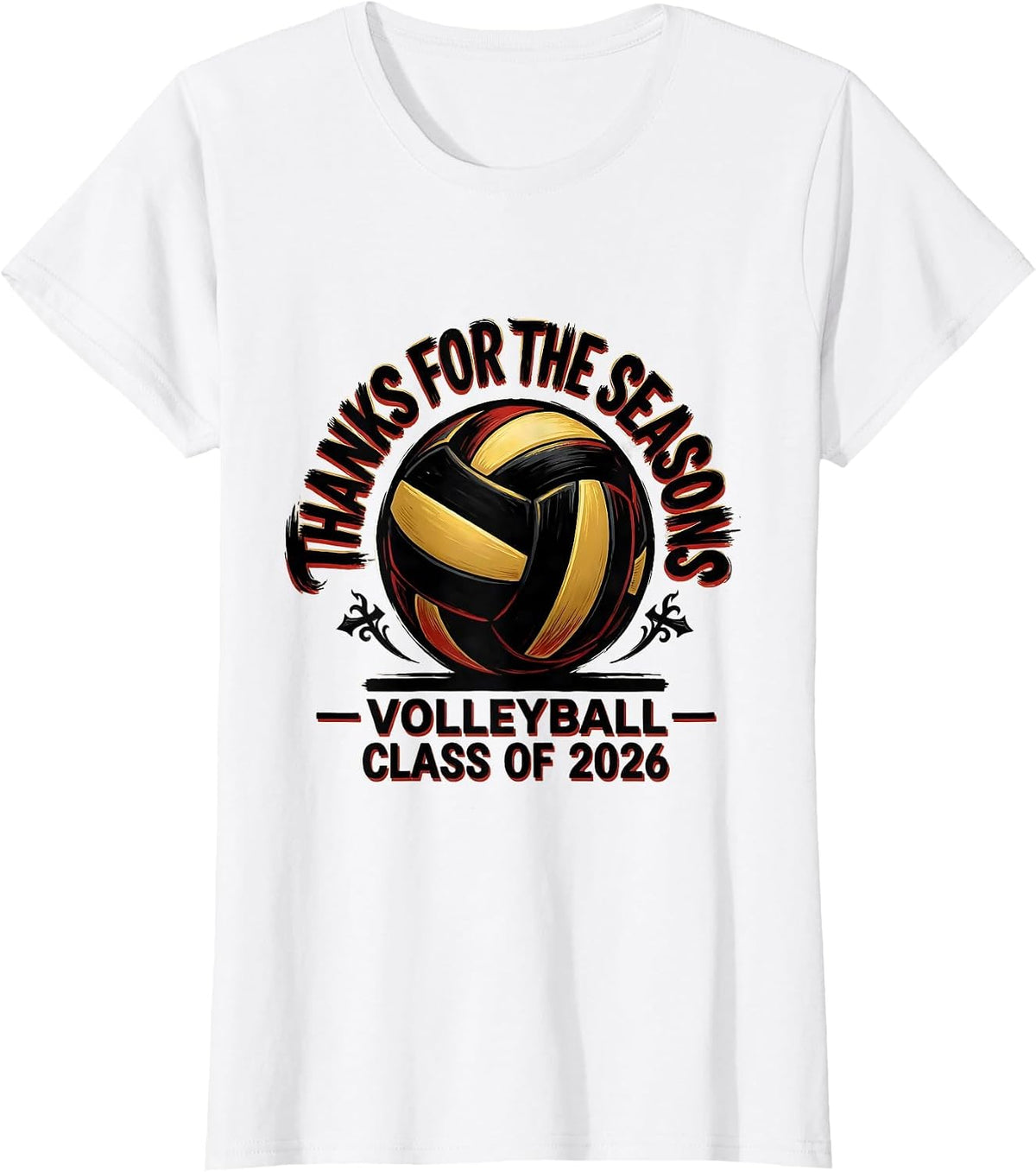 Women's Thanks For The Seasons Volleyball Senior Night 2026 T-Shirt - White