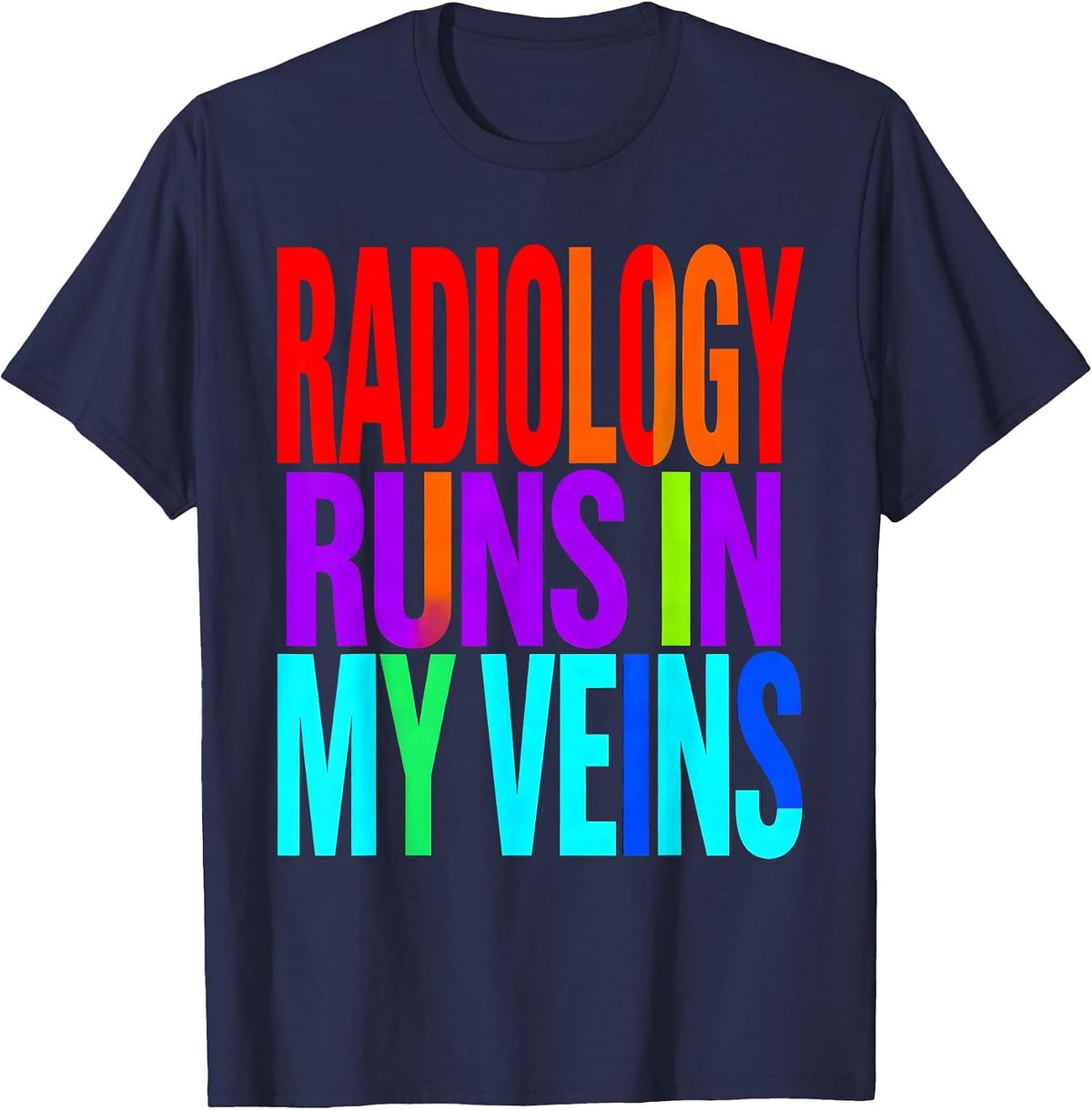 Men's Radiology Runs In My Veins X-Ray Design T-Shirt - Navy Blue