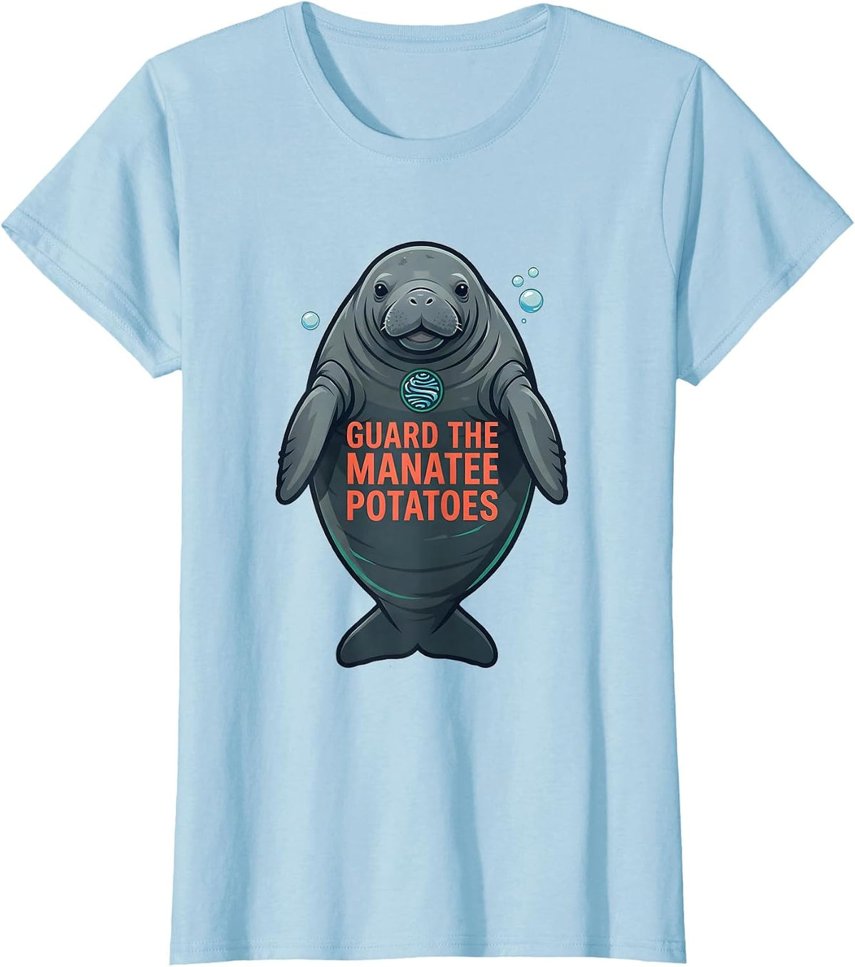 Women's Guard The Manatee Potatoes Funny Manatee Lover Crystal River T-Shirt - Baby Blue