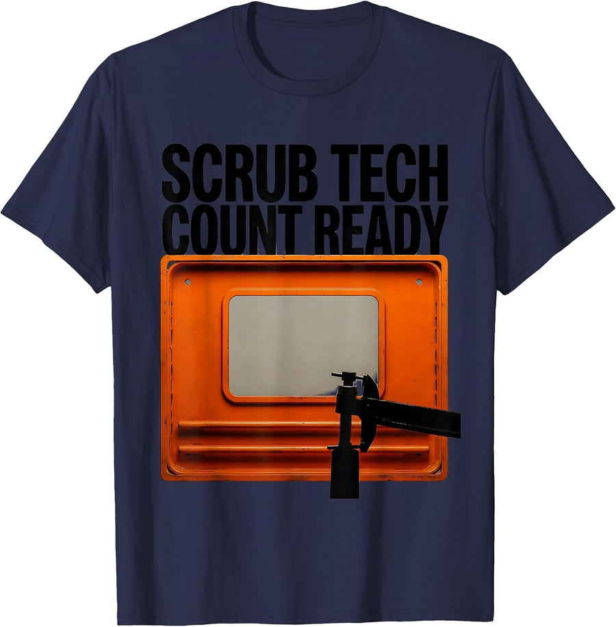 Scrub Tech Count Ready Funny Surgical Tech Occupation Humor T-Shirt - Navy Blue