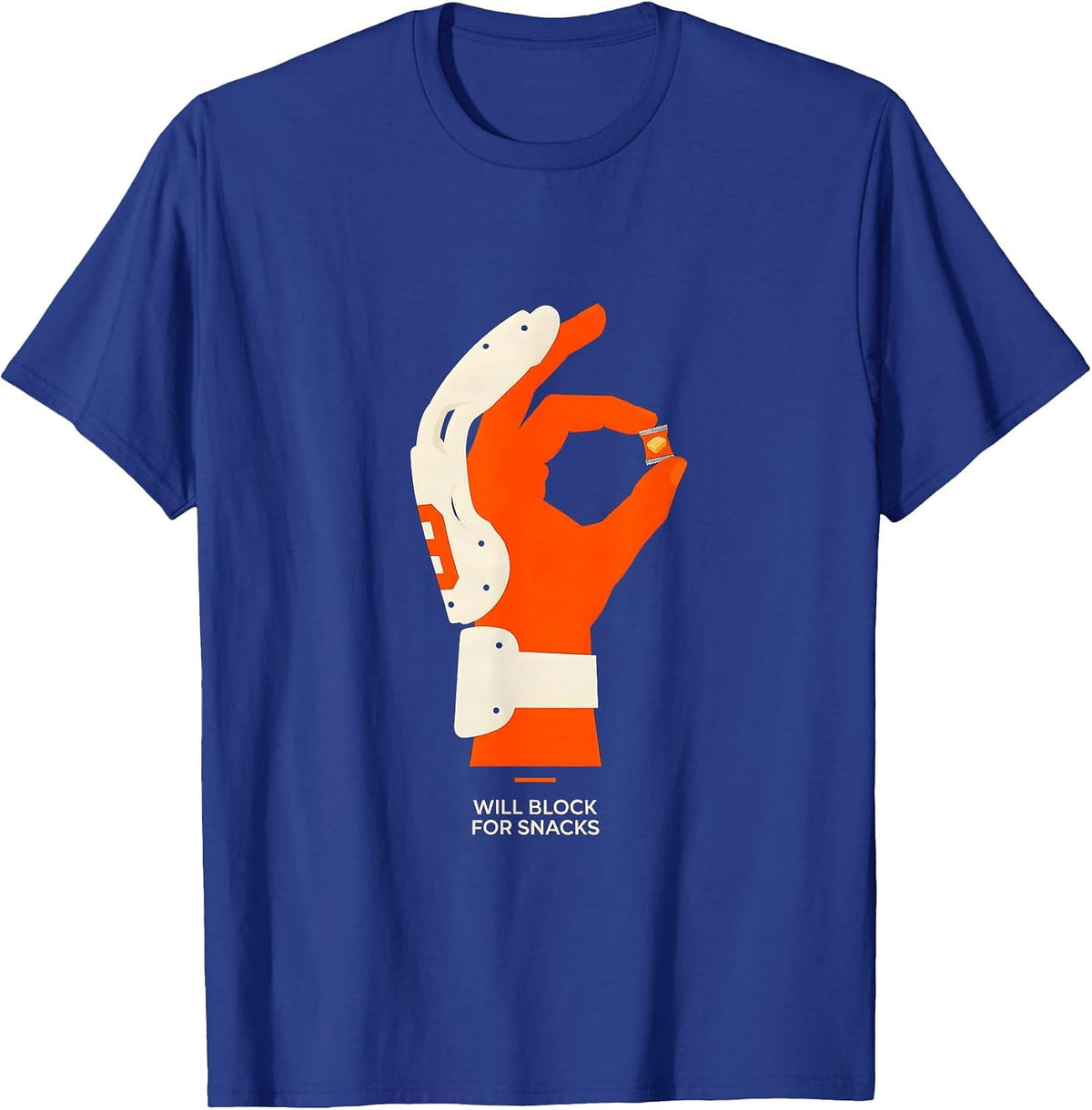 Will Block For Snacks Funny Football Lineman Offensive Line T-Shirt - Royal Blue