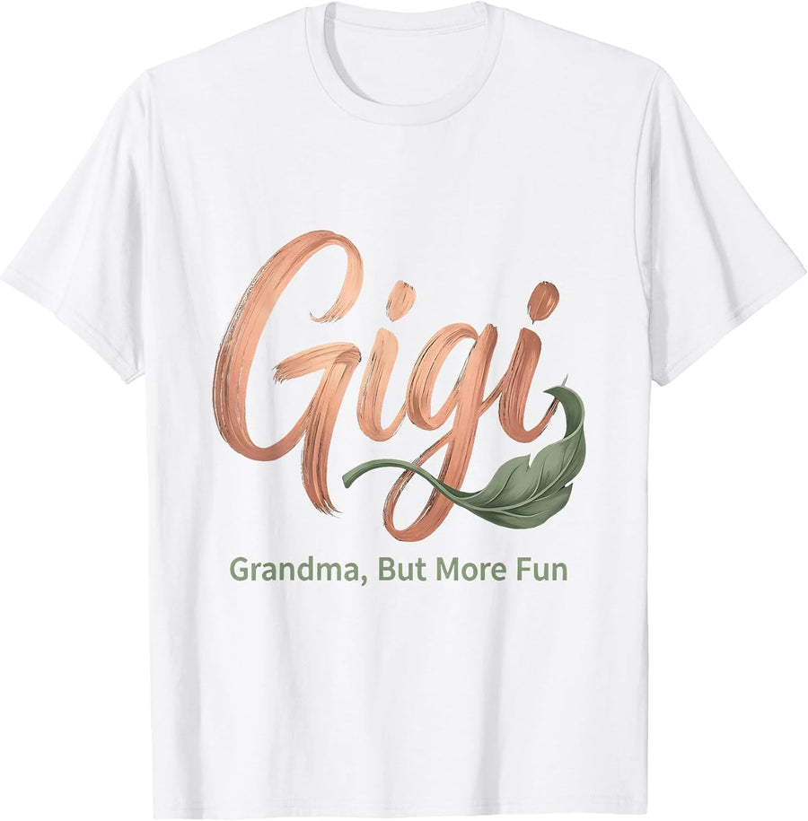 Men's Gigi Grandma But More Fun Funny Boho Typography Grandmother T-Shirt - White