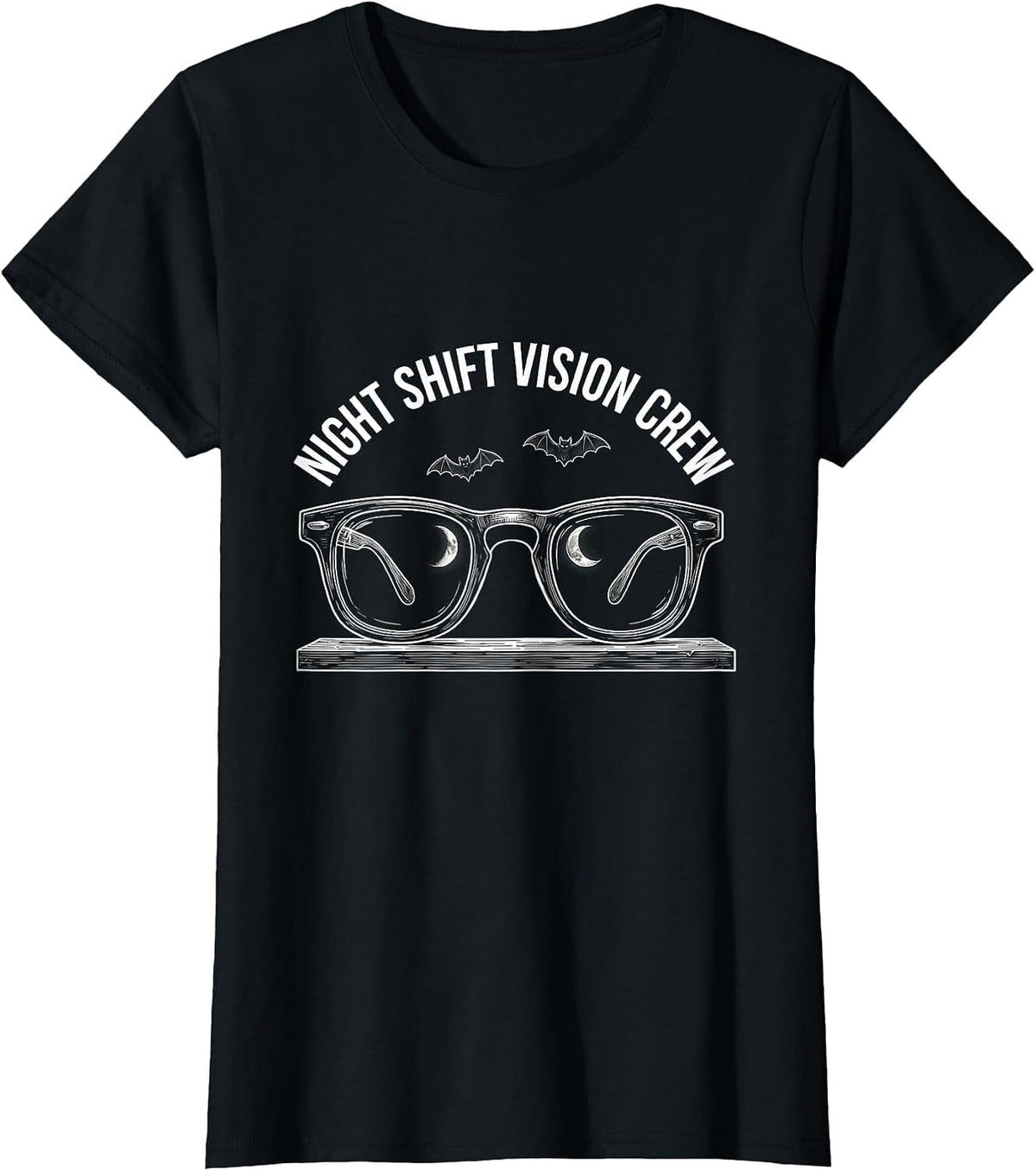 Night Shift Vision Crew Funny Optometrist Halloween Eye T-Shirt - Black