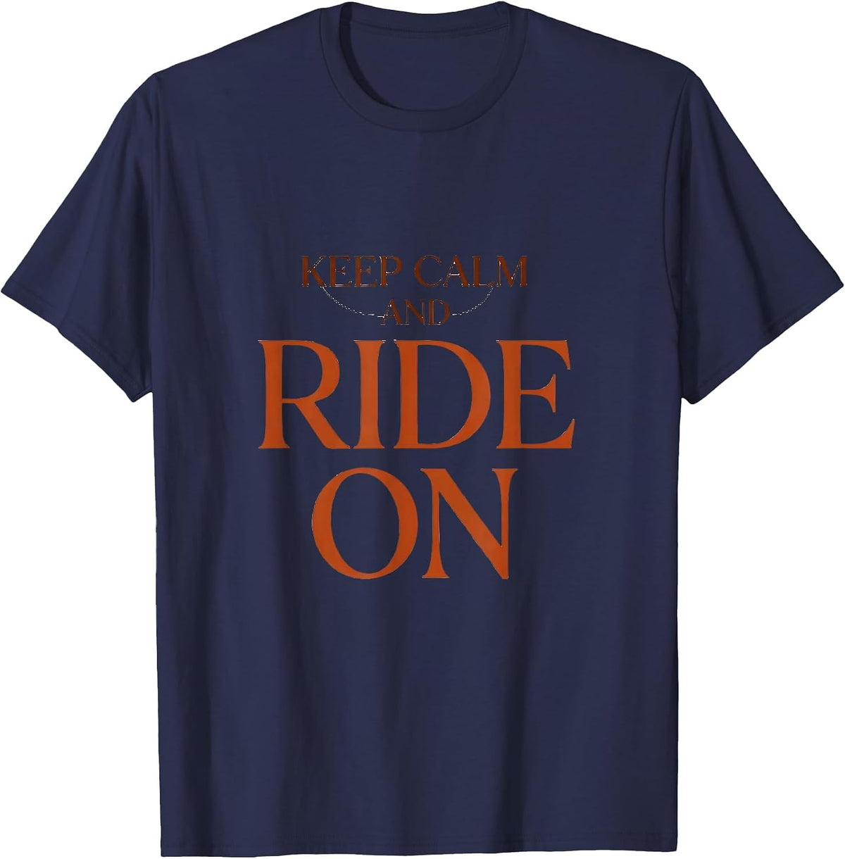 Keep Calm and Ride On Horse Lover Design T-Shirt - Navy Blue