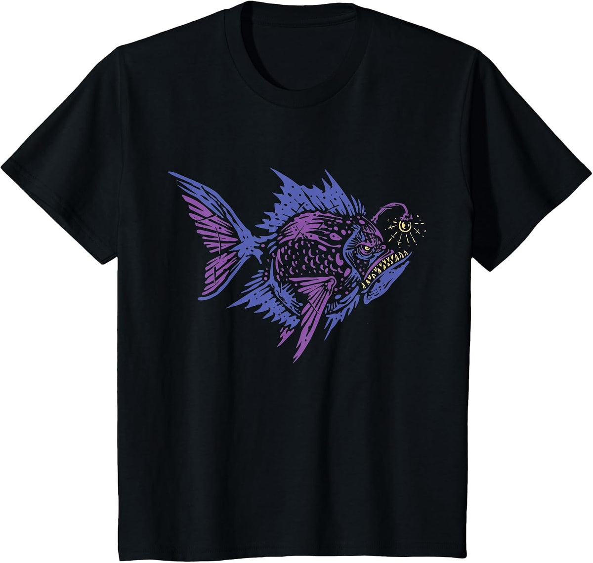 Anglerfish Deep Sea Creatures Sea Monster Angler Fish T-Shirt - Black