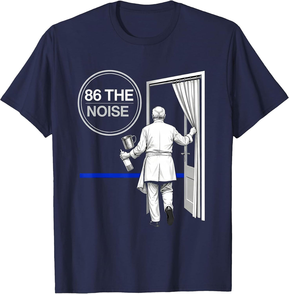 Men's Senior Kitchen Worker Back View Chef Humor T-Shirt - Navy Blue