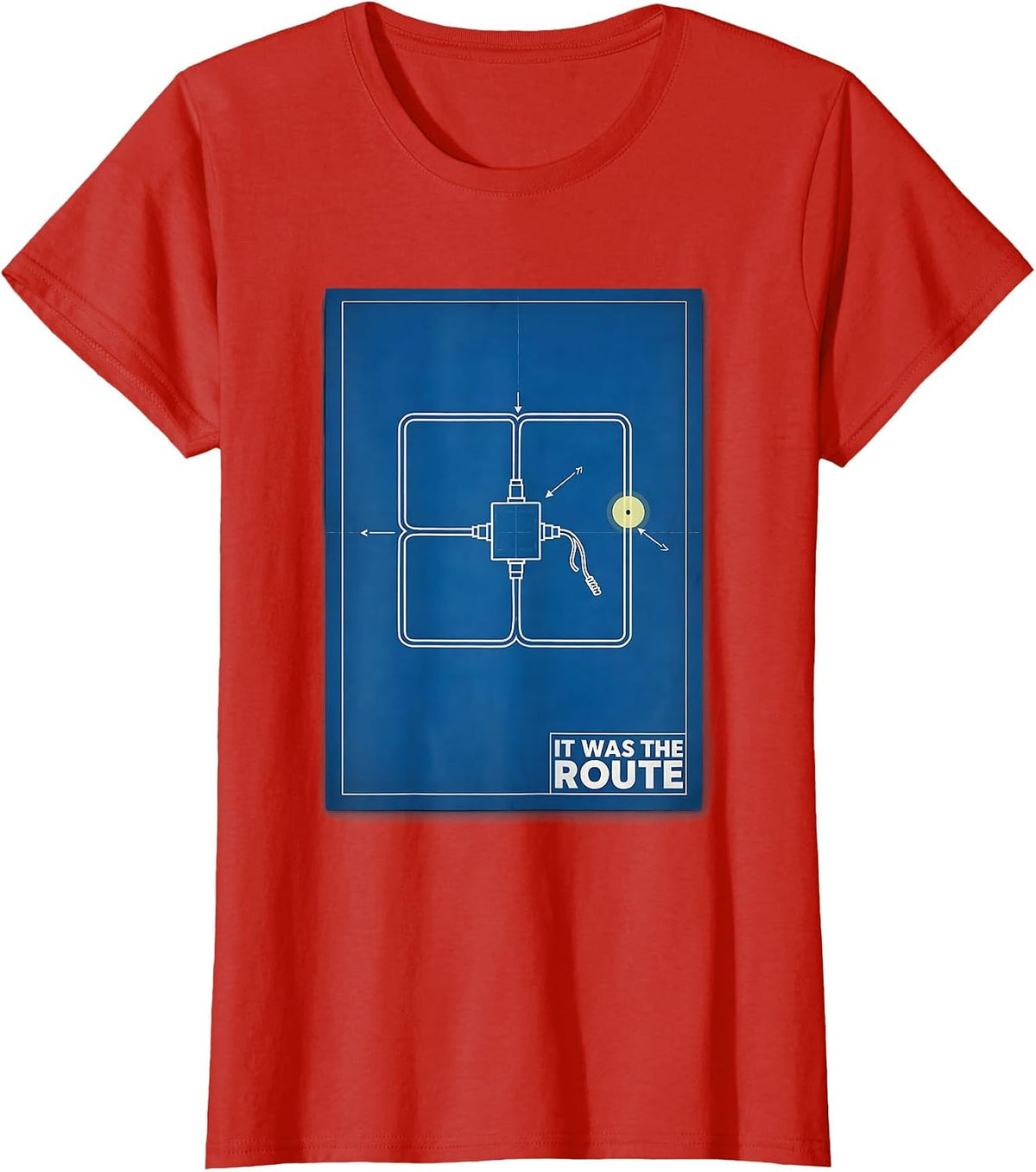 It Was The Route Funny Electrician Retirement Humor T-Shirt - Red