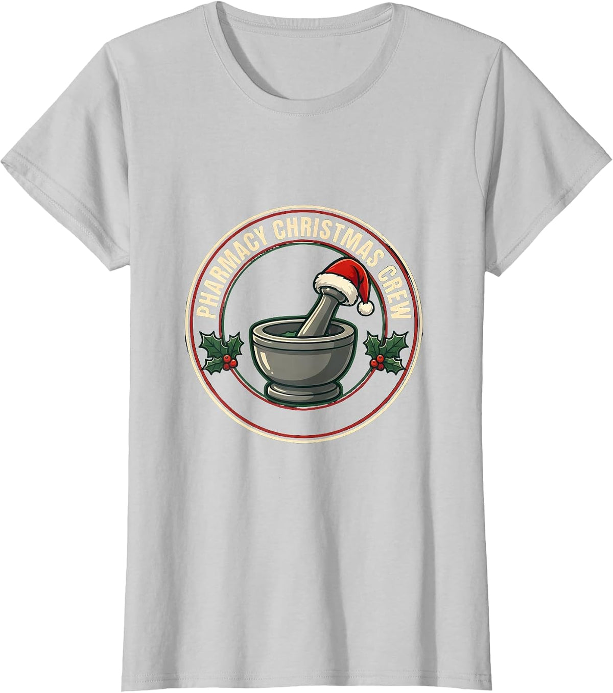 Women's Pharmacy Christmas Crew Funny Pharmacist Tech Holiday Squad T-Shirt - Silver Grey