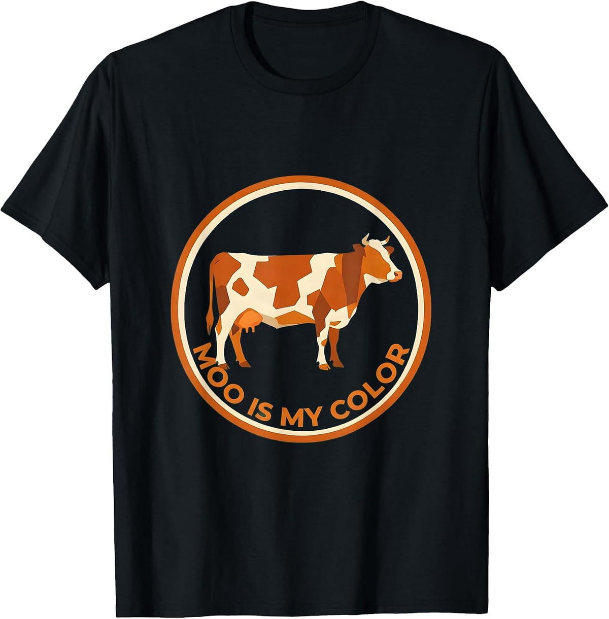 Men's Moo Is My Color Cow Print Design T-Shirt - Black
