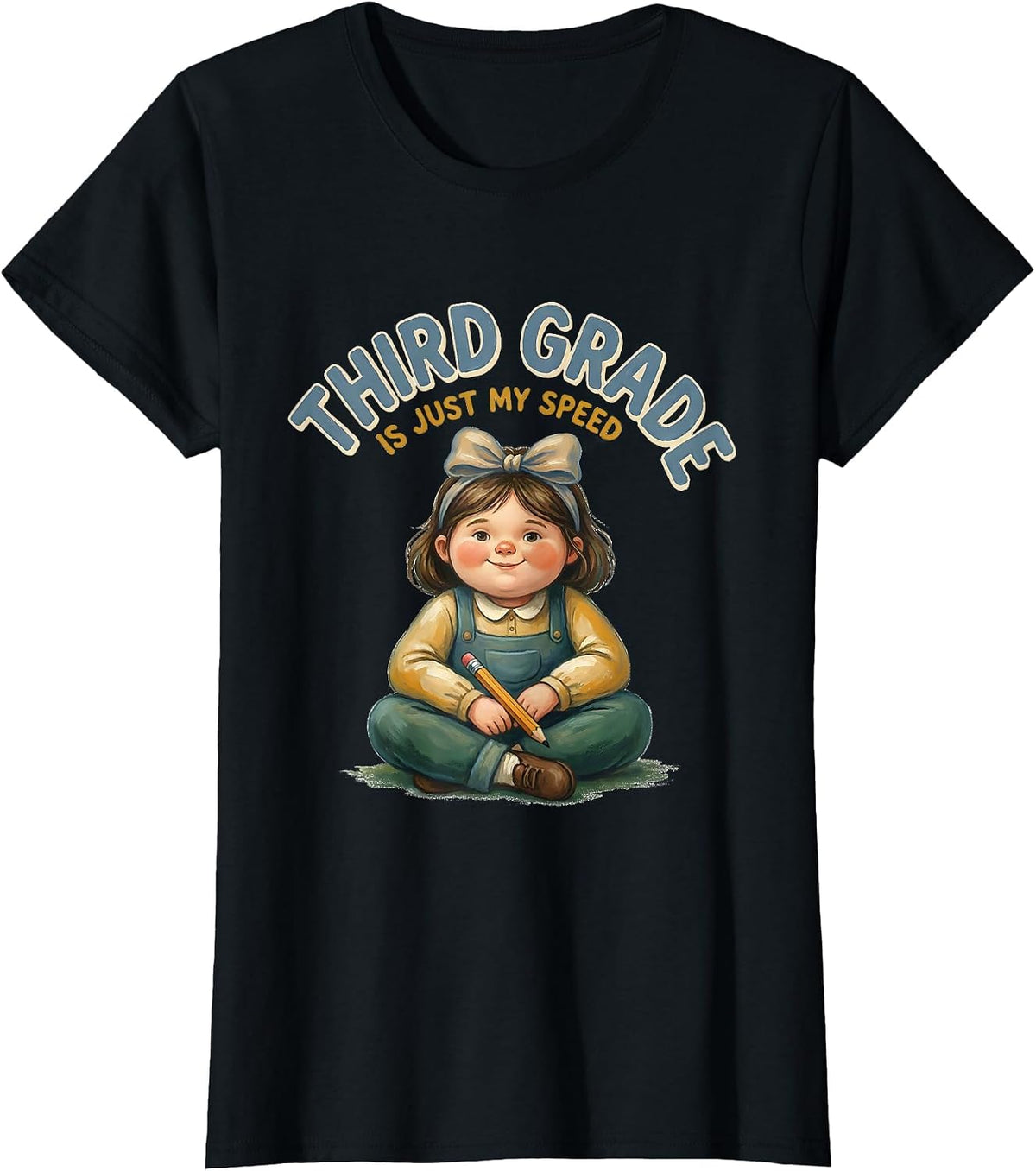 Third Grade Is Just My Speed Storybook Bow Back to School T-Shirt - Black