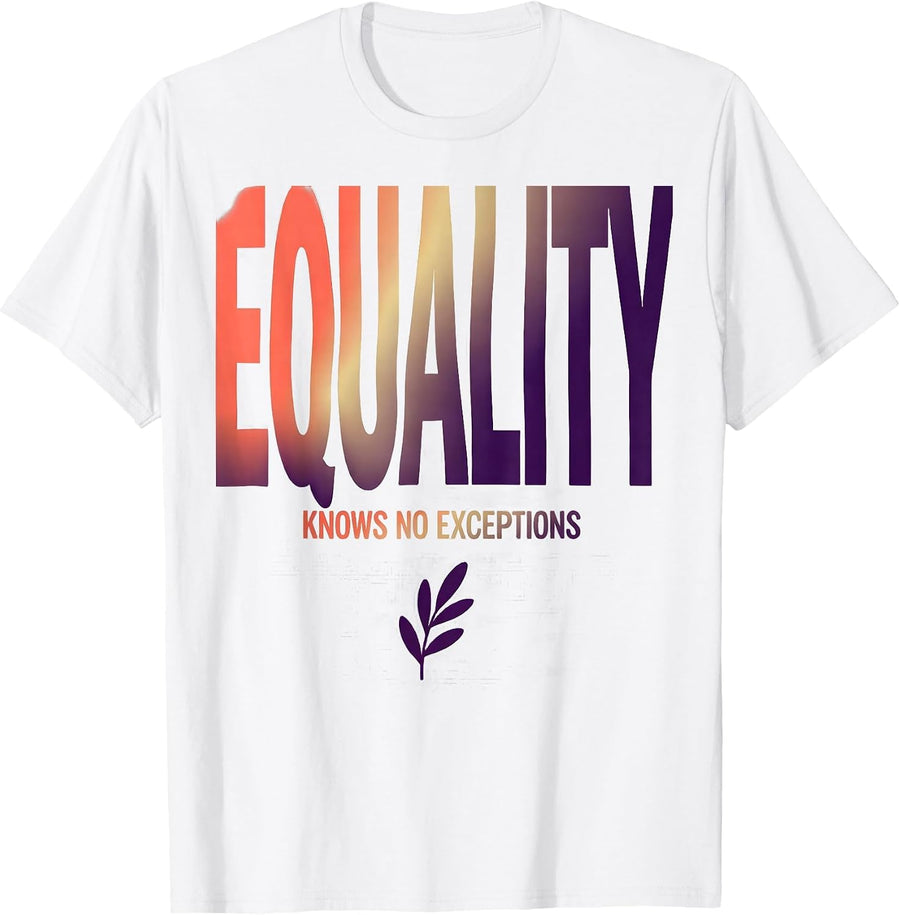 Men's Equality Knows No Exceptions Gradient Social Justice Ally T-Shirt - White