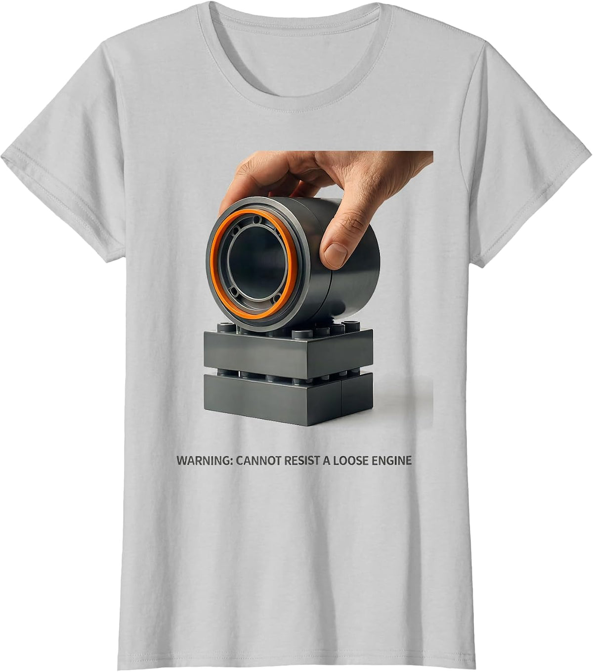 Warning: Cannot Resist A Loose Engine Editorial Conceptual T-Shirt - Silver Grey